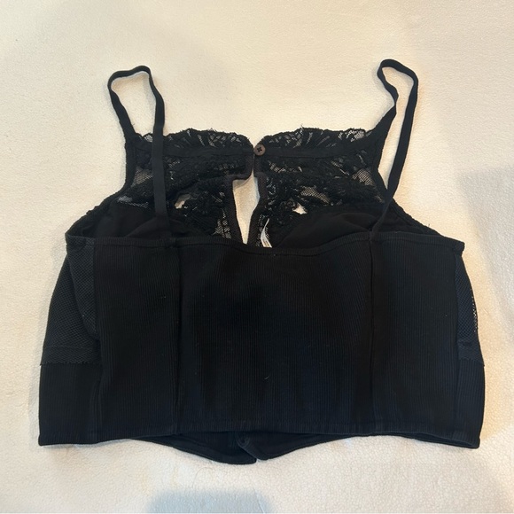 Free People have my heart corset top in black button front crop top lace - Picture 10 of 11